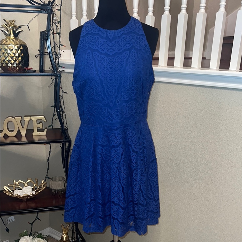 Elegant Blue Lace Dress